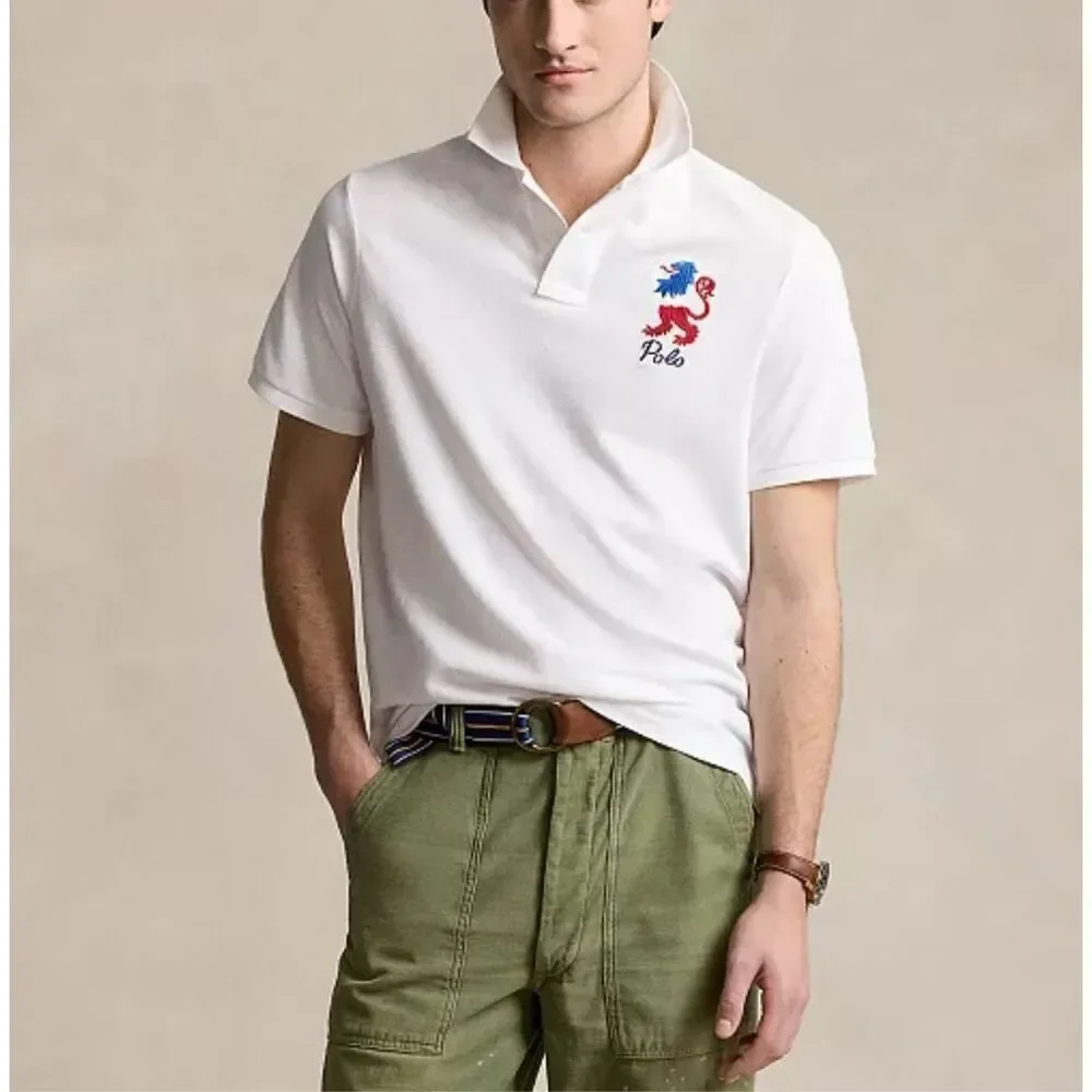 Polo Ralph Lauren NWT Classic Fit Embroidered Mesh Polo Shirt White Large